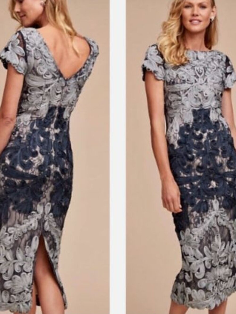 BHLDN Anthropologie JS Collection Santiago Dress XS 0 Midi Lace Cocktail Wedding
